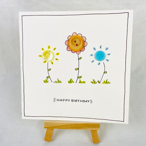 Happy Birthday - Button Flower Card - Musker-Sherwood Designs