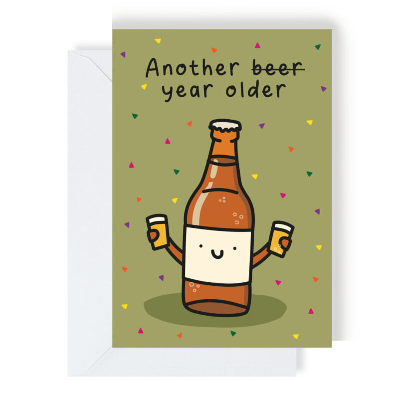 Greetings Card - Another Beer/Year Older - The Playful Indian