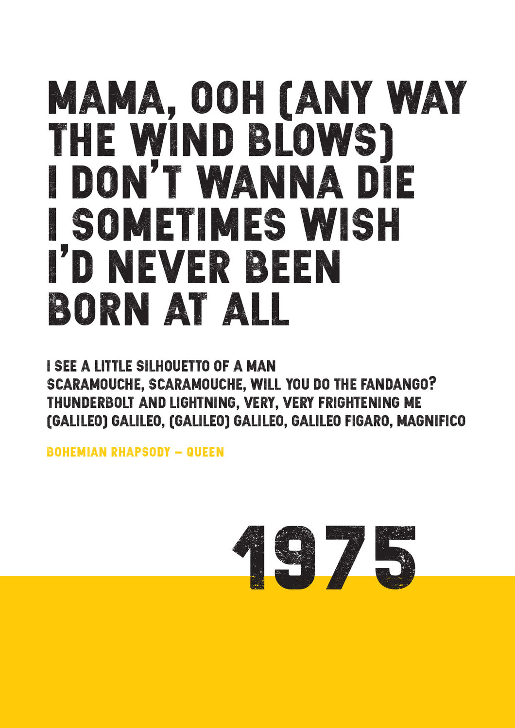 Song Lyrics Print - Bohemian Rhapsody - Queen - JAM Artworks