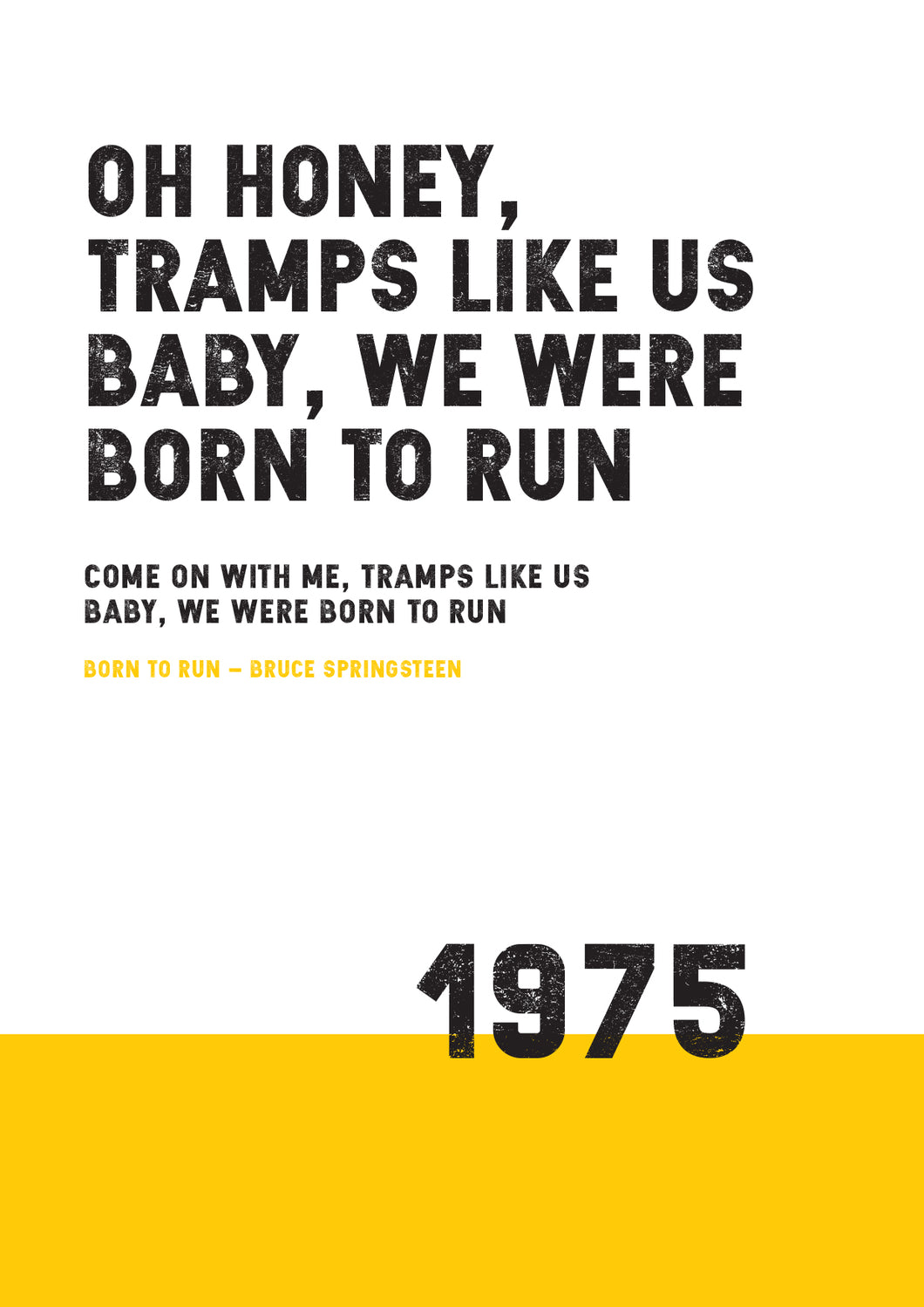 Song Lyrics Print - Born to Run - Bruce Springsteen - JAM Artworks