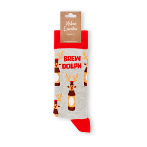 Brewdolph Christmas Socks - Unisex socks - Urban Eccentric - Christmas Rudolph Pun Socks