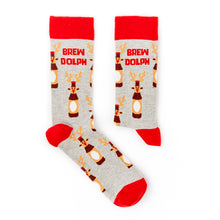 Load image into Gallery viewer, Brewdolph Christmas Socks - Unisex socks - Urban Eccentric - Christmas Rudolph Pun Socks
