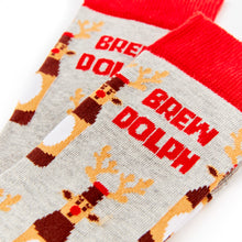 Load image into Gallery viewer, Brewdolph Christmas Socks - Unisex socks - Urban Eccentric - Christmas Rudolph Pun Socks
