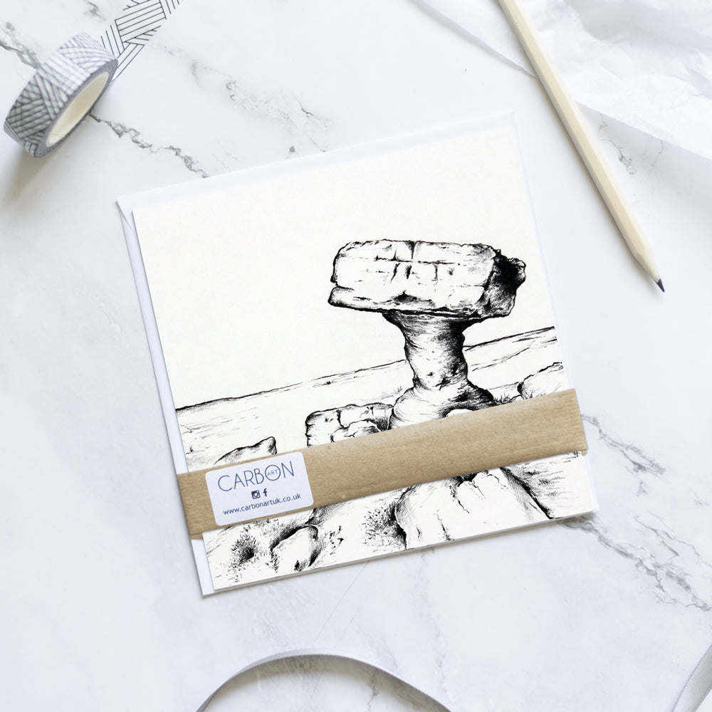 Greetings Card - Brimham Rocks - Yorkshire Pencil Drawn Illustration - Carbon Art