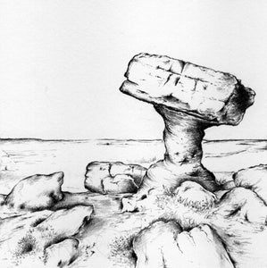 Brimham Rocks - Pencil Drawn Illustration - Square Print - Carbon Art