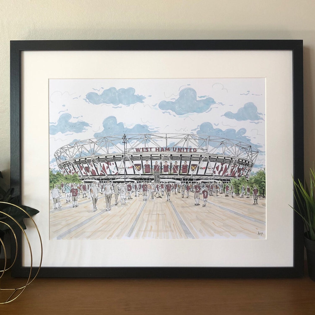 London Stadium Print - West Ham United FC - A4 print - Art by Arjo