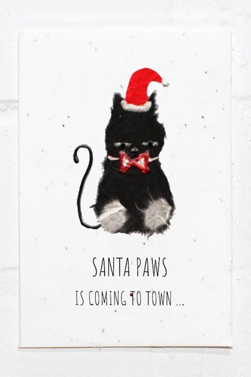 Wildflower Seed Plantable Greetings Card - Santa Paws Is Coming To Town... - Eco Friendly Cards