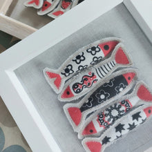 Load image into Gallery viewer, Fabric Fish Frame - Packed In - Fabric Artwork - Quirky Threads Art
