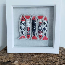 Load image into Gallery viewer, Fabric Fish Frame - Packed In - Fabric Artwork - Quirky Threads Art
