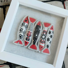 Load image into Gallery viewer, Fabric Fish Frame - Packed In - Fabric Artwork - Quirky Threads Art
