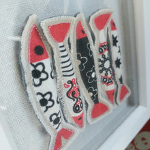Load image into Gallery viewer, Fabric Fish Frame - Packed In - Fabric Artwork - Quirky Threads Art
