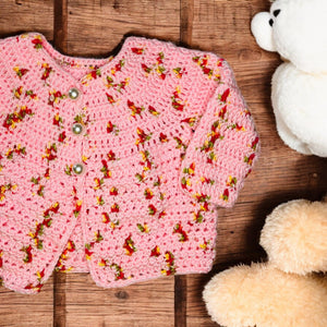 Crochet Baby Jacket / Cardigan - The Leopard PomPom - Baby gift - Newborn