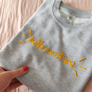 Embroidered Sweater - Light Grey - Hello Sunshine - JordanLovellA