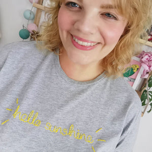 Embroidered Sweater - Light Grey - Hello Sunshine - JordanLovellA