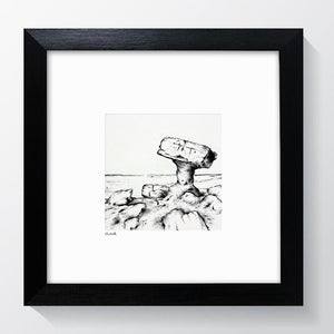 Brimham Rocks - Pencil Drawn Illustration - Square Print - Carbon Art