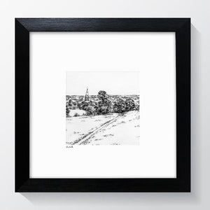 Hunger Hills Horsforth - Pencil Drawn Illustration - Square Print - Carbon Art