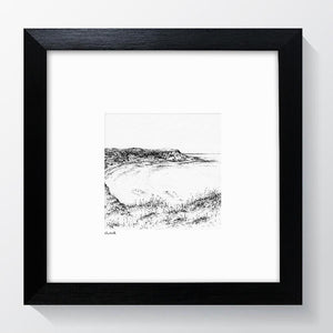 Runswick Bay - Pencil Drawn Illustration - Square Print - Carbon Art