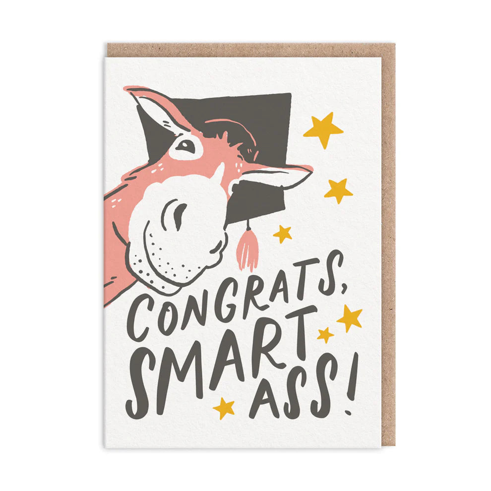 Congrats, smart ass! - Pun greetings card - Congratulations - OHHDeer