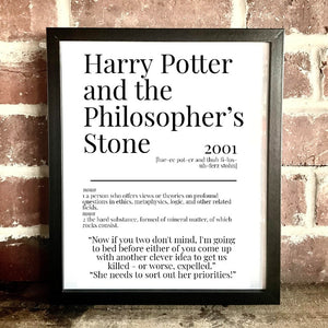 Movie Dictionary Description Quote Prints - Harry Potter And The Philosopher's Stone - Movie Prints by Zwag