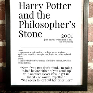 Movie Dictionary Description Quote Prints - Harry Potter And The Philosopher's Stone - Movie Prints by Zwag