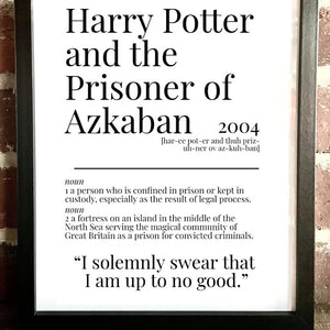 Movie Dictionary Description Quote Prints - Harry Potter And The Prisoner Of Azkaban - Movie Prints by Zwag