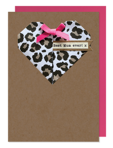 Best Mum Ever - Origami Heart Greetings Card - Hello Sweetie
