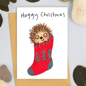 Christmas Greetings Card - Hoggy Christmas - Jo Clark Design