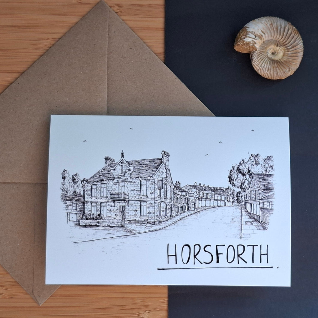 Horsforth Town Street Greetings Card - Christopher Walster