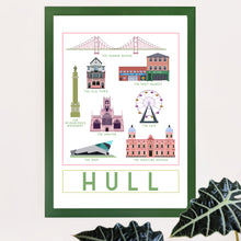 Load image into Gallery viewer, Hull Landmarks Travel inspired poster print - Sweetpea &amp; Rascal - Yorkshire prints
