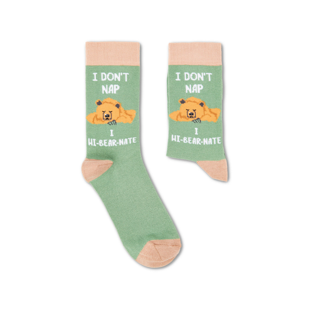 I don't nap I hi-BEAR-nate socks - Unisex socks - Urban Eccentric - Puns - Bear socks