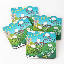 Load image into Gallery viewer, Coaster - Tour De Yorkshire- Sheep Puns - Mervyn Tay Art
