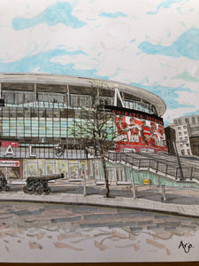 Emirates Stadium Print - Arsenal FC - A4 print - Art by Arjo