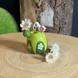 Miniature Ceramic House - Daisy Hill - Dried Flower holder - Strawberry Lane Studio