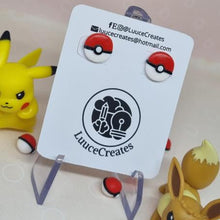 Load image into Gallery viewer, Earrings - Pokeball Polymer Clay Stud Earrings - Pokemon fans - Luuce Creates
