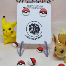 Load image into Gallery viewer, Earrings - Pokeball Polymer Clay Stud Earrings - Pokemon fans - Luuce Creates
