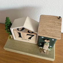 Load image into Gallery viewer, Perpetual Calendar with Dark Green Wooden Cottage - Tina's Lovely Creations
