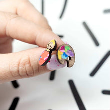Load image into Gallery viewer, Wooden Stud Earrings - Paint Brush and Palette mismatched pair - Silly Loaf
