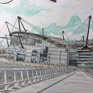 City of Manchester Football Stadium Print - Manchester City FC - A4 print - Art by Arjo - Football fans