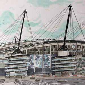 City of Manchester Football Stadium Print - Manchester City FC - A4 print - Art by Arjo - Football fans