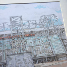 Load image into Gallery viewer, Old Trafford Football Stadium Print - Manchester United - A4 print - Art by Arjo - Football fans
