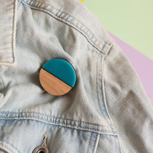 Geometric oak and acrylic wooden brooch - various designs available - Hey There Munchquin