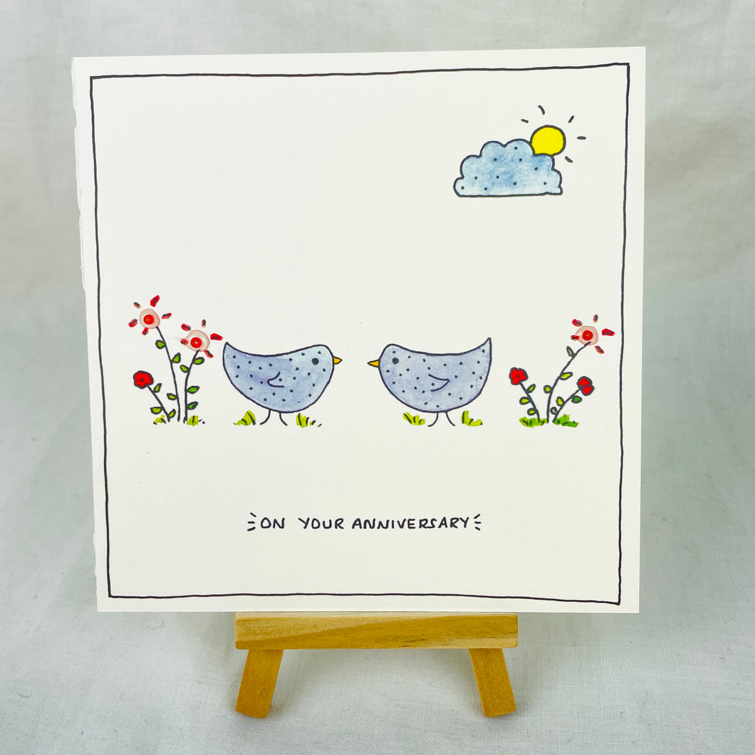 On Your Anniversary - Hand finished Greetings Card - Musker-Sherwood Designs