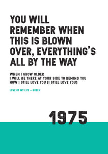 Song Lyrics Print - Love of my Life - Queen - JAM Artworks