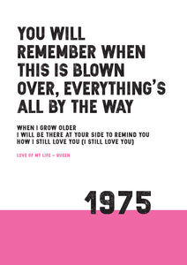 Song Lyrics Print - Love of my Life - Queen - JAM Artworks