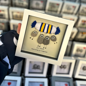 Leeds United (Family of 4 ) Pebble Art Frame - Our Family Marching On Together - Pebbled19 - Football Fans