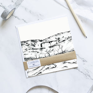 Greetings Card - Malham Cove - Yorkshire Pencil Drawn Illustration - Carbon Art