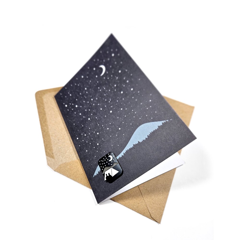 Lost In The Stars Greetings Card with Enamel Pin - greetings card Set- Or8 Design