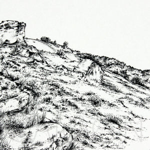 Otley Chevin - Pencil Drawn Illustration - Square Print - Carbon Art