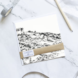 Greetings Card - Otley Chevin - Yorkshire Pencil Drawn Illustration - Carbon Art