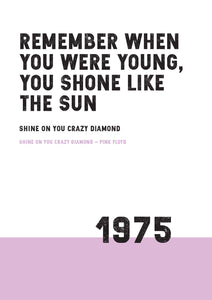 Song Lyrics Print - Shine On You Crazy Diamond - Pink Floyd - JAM Artworks